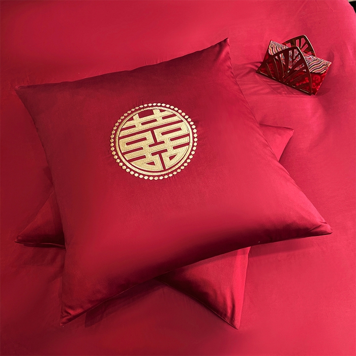 91家纺网 家纺一手货源 找家纺 甜咪咪婚庆 2026新款长绒棉全棉绣花结婚婚庆四件套多件套床单款 巧乐兹