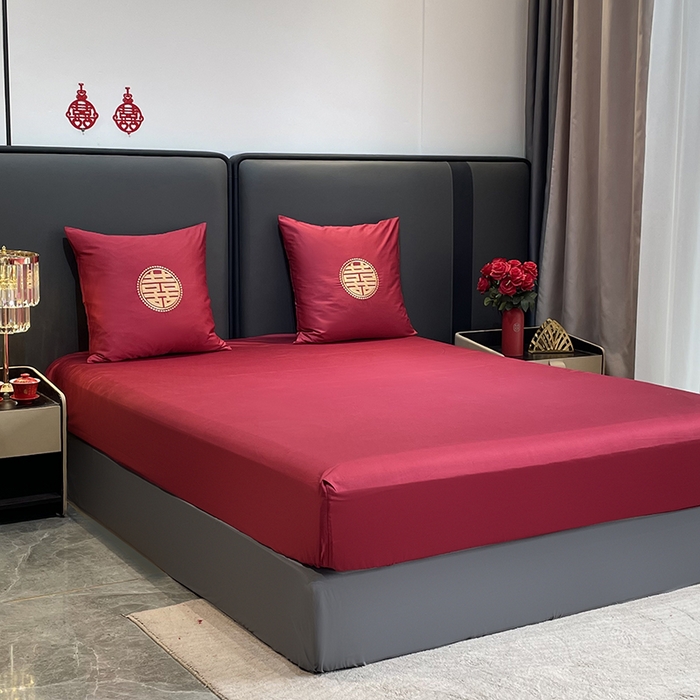 91家纺网 家纺一手货源 找家纺 甜咪咪婚庆 2026新款长绒棉全棉绣花结婚婚庆四件套多件套床单款 嫁给我