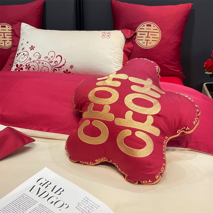 91家纺网 家纺一手货源 找家纺 甜咪咪婚庆 2026新款长绒棉全棉绣花结婚婚庆四件套多件套床单款 巧乐兹