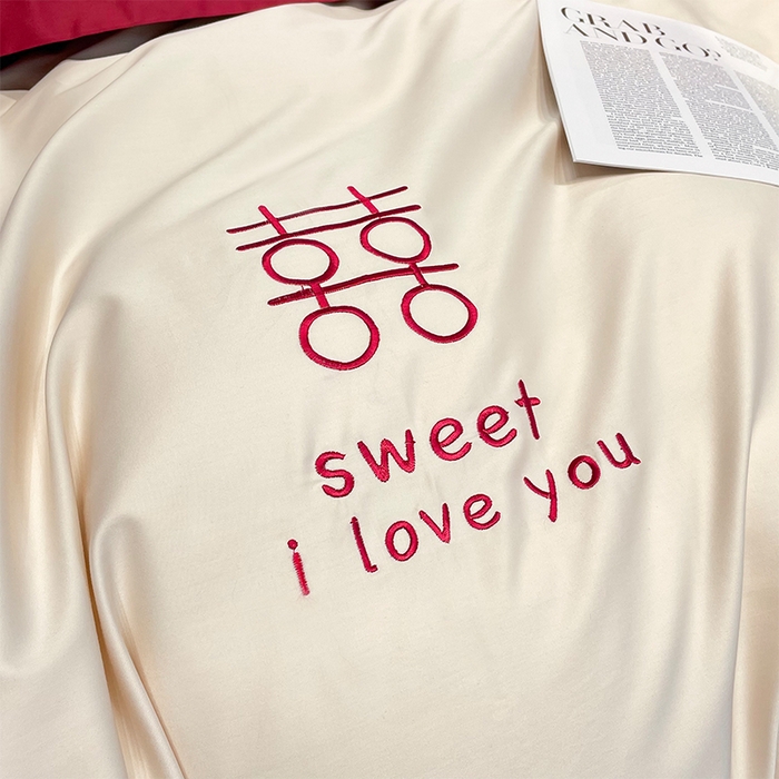 91家纺网 家纺一手货源 找家纺 甜咪咪婚庆 2026新款长绒棉全棉绣花结婚婚庆四件套多件套床单款 巧乐兹