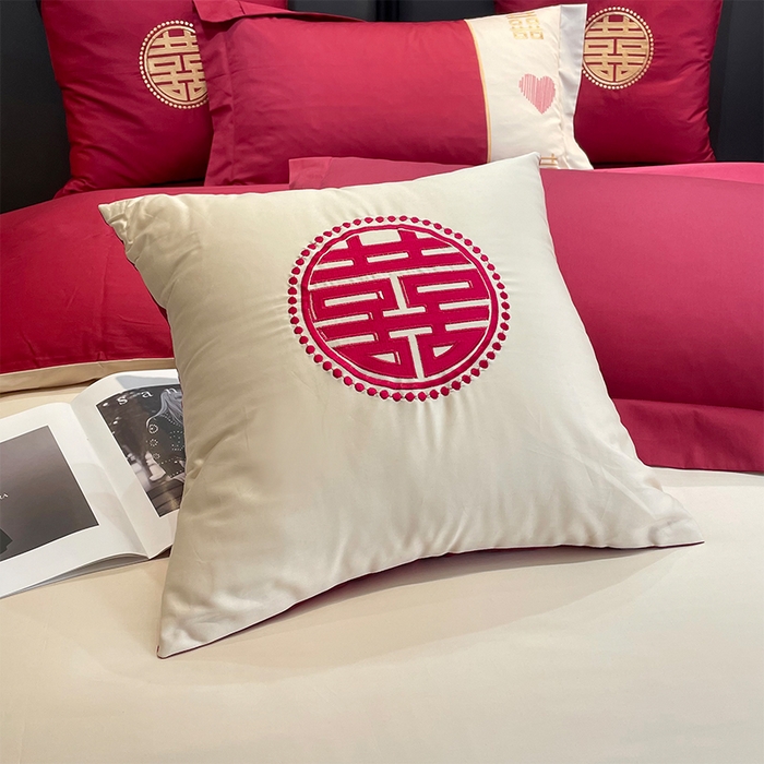 91家纺网 家纺一手货源 找家纺 甜咪咪婚庆 2026新款长绒棉全棉绣花结婚婚庆四件套多件套床单款 嫁给我