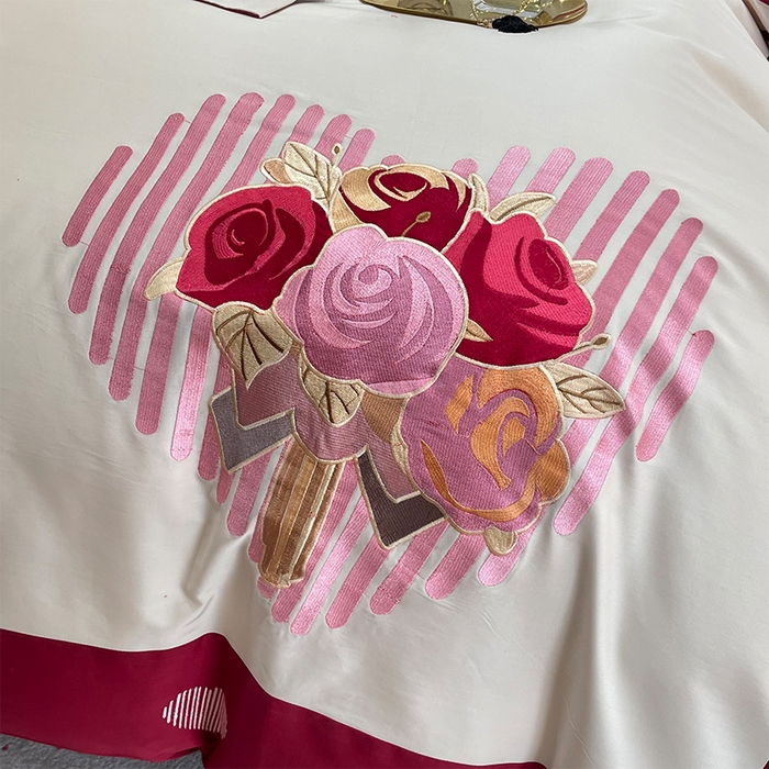 91家纺网 家纺一手货源 找家纺 甜咪咪婚庆 2026新款长绒棉全棉绣花结婚婚庆四件套多件套床单款 嫁给我