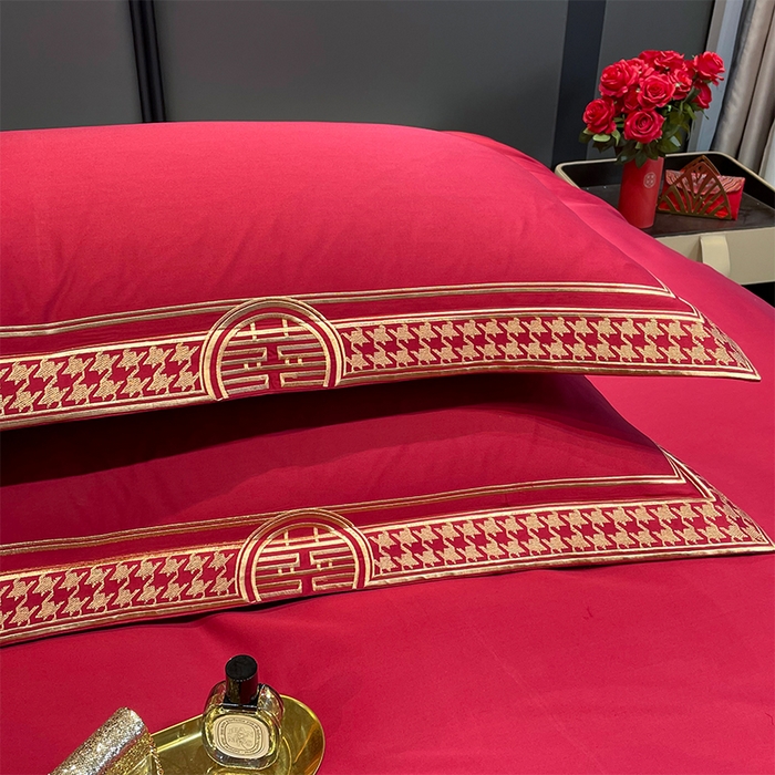 91家纺网 家纺一手货源 找家纺 甜咪咪婚庆 2026新款长绒棉全棉绣花结婚婚庆四件套多件套床单款 哈根达斯