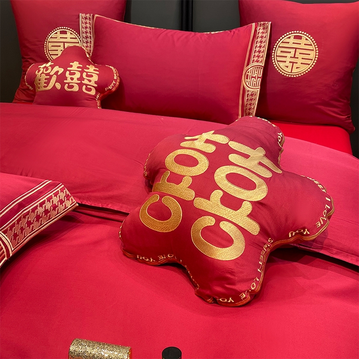 91家纺网 家纺一手货源 找家纺 甜咪咪婚庆 2026新款长绒棉全棉绣花结婚婚庆四件套多件套床单款 哈根达斯