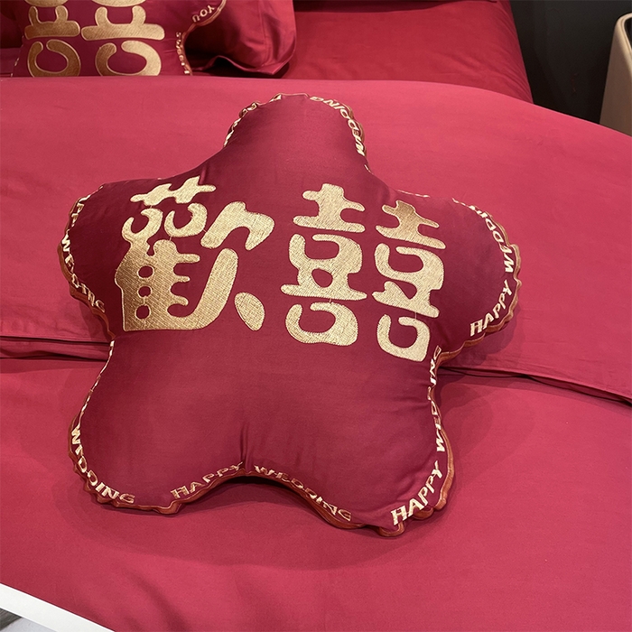 91家纺网 家纺一手货源 找家纺 甜咪咪婚庆 2026新款长绒棉全棉绣花结婚婚庆四件套多件套床单款 浪漫满屋豆沙