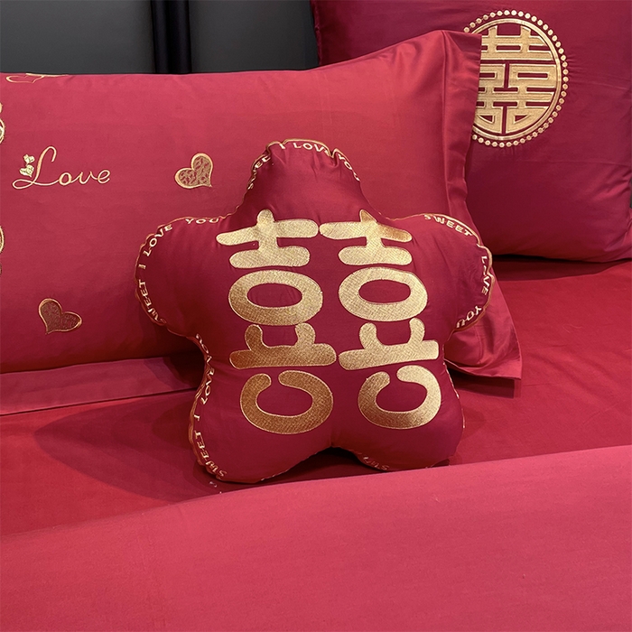 91家纺网 家纺一手货源 找家纺 甜咪咪婚庆 2026新款长绒棉全棉绣花结婚婚庆四件套多件套床单款 浪漫满屋豆沙