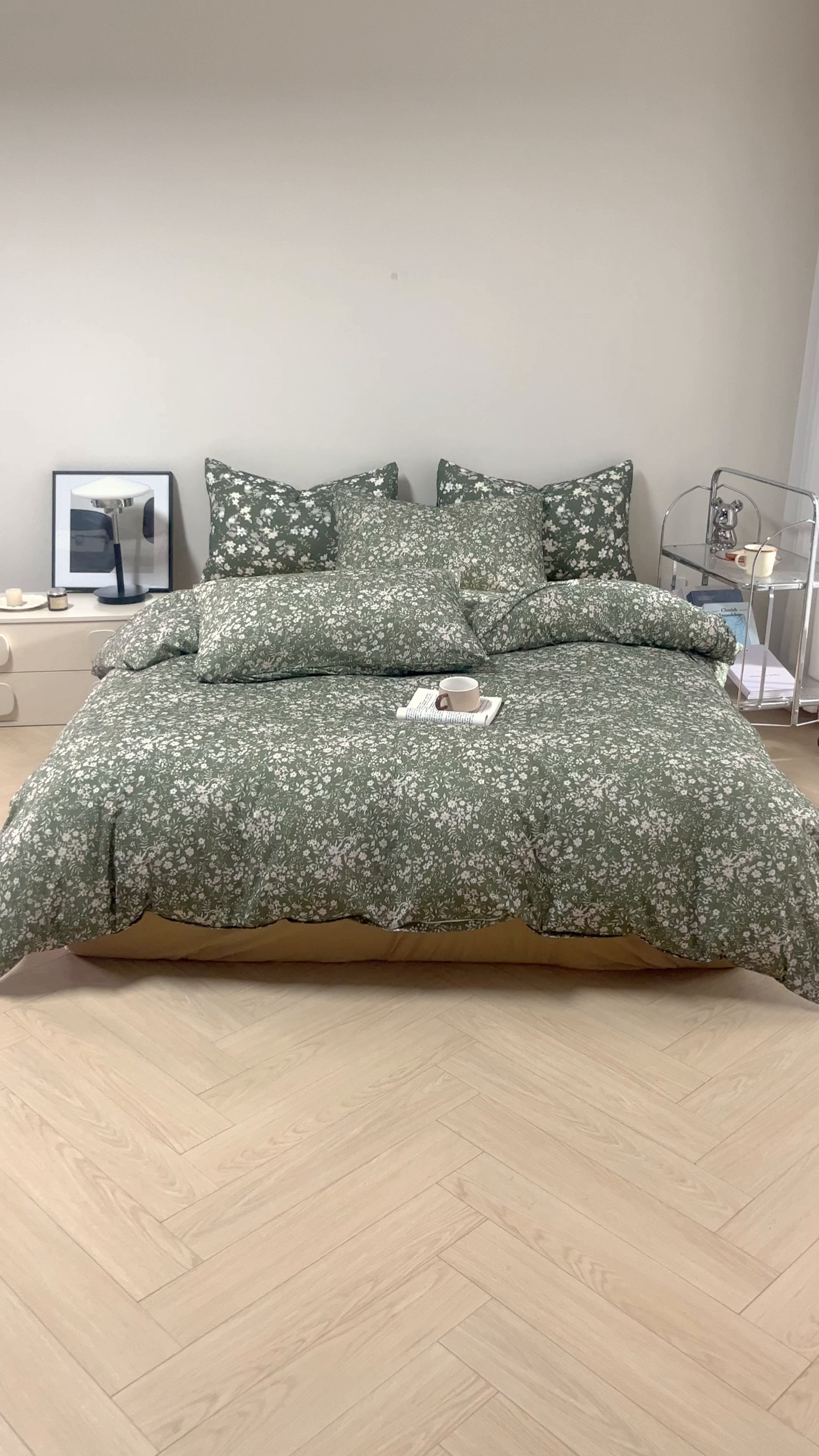 91家纺网 家纺一手货源 找家纺 梦可莱家居 2026春夏新款全棉纯棉针织棉印花小清新可爱Ins风四件套 杉叶