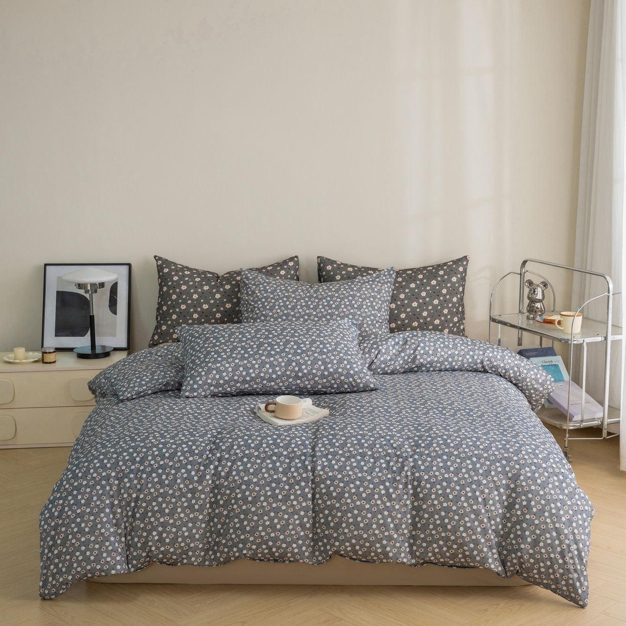 91家纺网 家纺一手货源 找家纺 梦可莱家居 2026春夏新款全棉纯棉针织棉印花小清新可爱Ins风四件套 太阳花