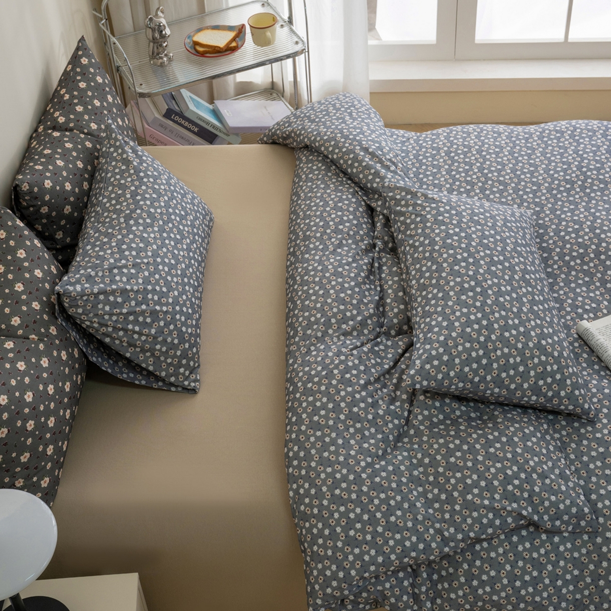 91家纺网 家纺一手货源 找家纺 梦可莱家居 2026春夏新款全棉纯棉针织棉印花小清新可爱Ins风四件套 太阳花