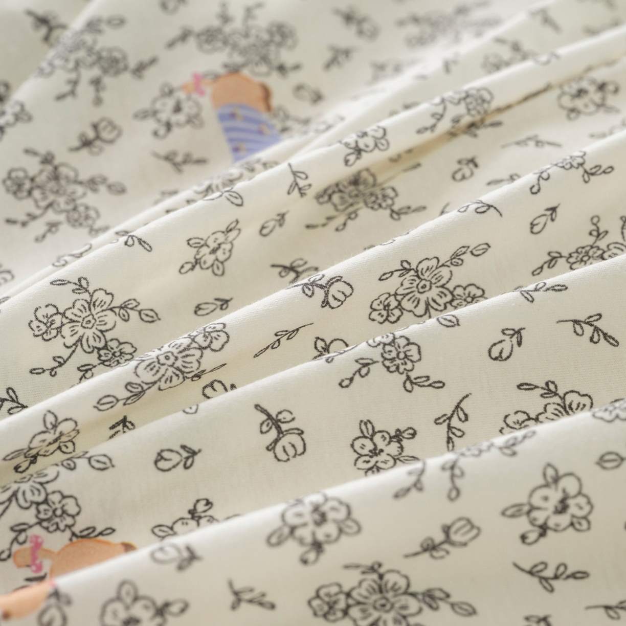 91家纺网 家纺一手货源 找家纺 梦可莱家居 2026春夏新款全棉纯棉针织棉印花小清新可爱Ins风四件套 条纹狗