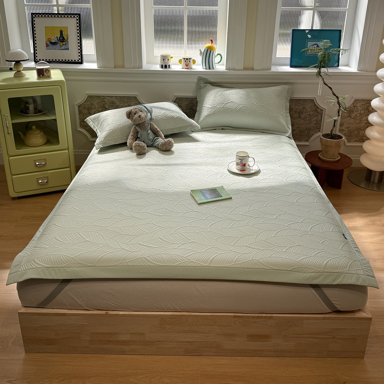 91家纺网 家纺一手货源 找家纺 （总）Sweet dreams甜梦 2026新款夏款A类提花乙纶PE豆豆凉席