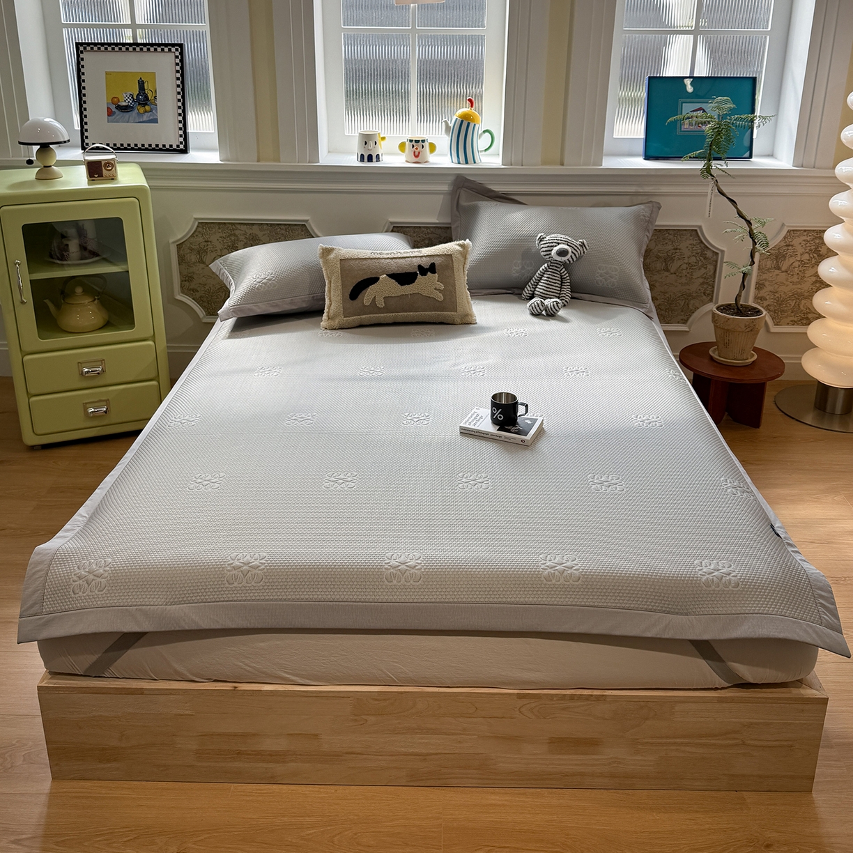 91家纺网 家纺一手货源 找家纺 （总）Sweet dreams甜梦 2026新款夏款A类提花乙纶PE豆豆凉席