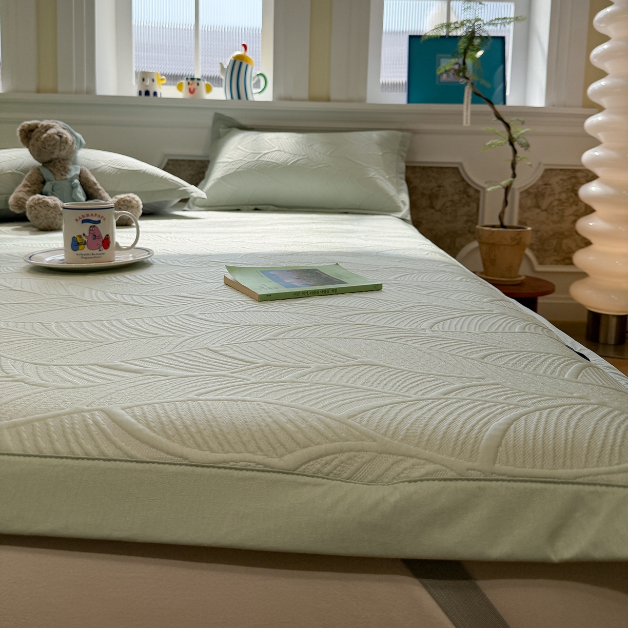 91家纺网 家纺一手货源 找家纺 Sweet dreams甜梦 2026新款夏款A类提花乙纶PE豆豆凉席 绿意叶绿