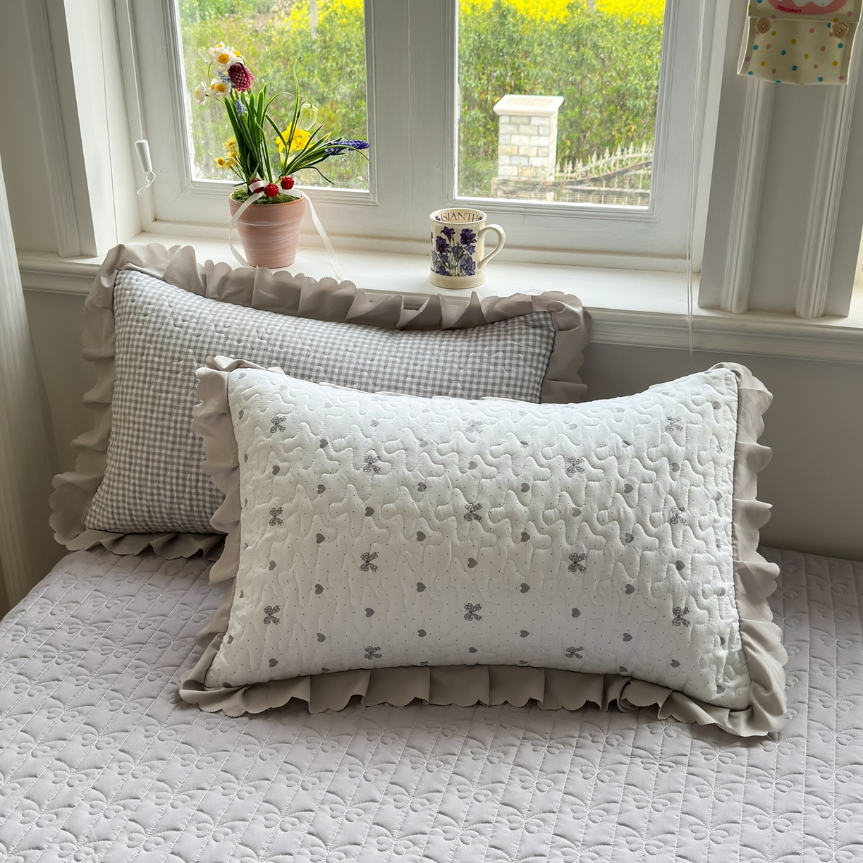 91家纺网 家纺一手货源 找家纺 雅眠居 2026直播爆款双层蕾丝花边夏被款床盖款四件套 AB版-彩格灰