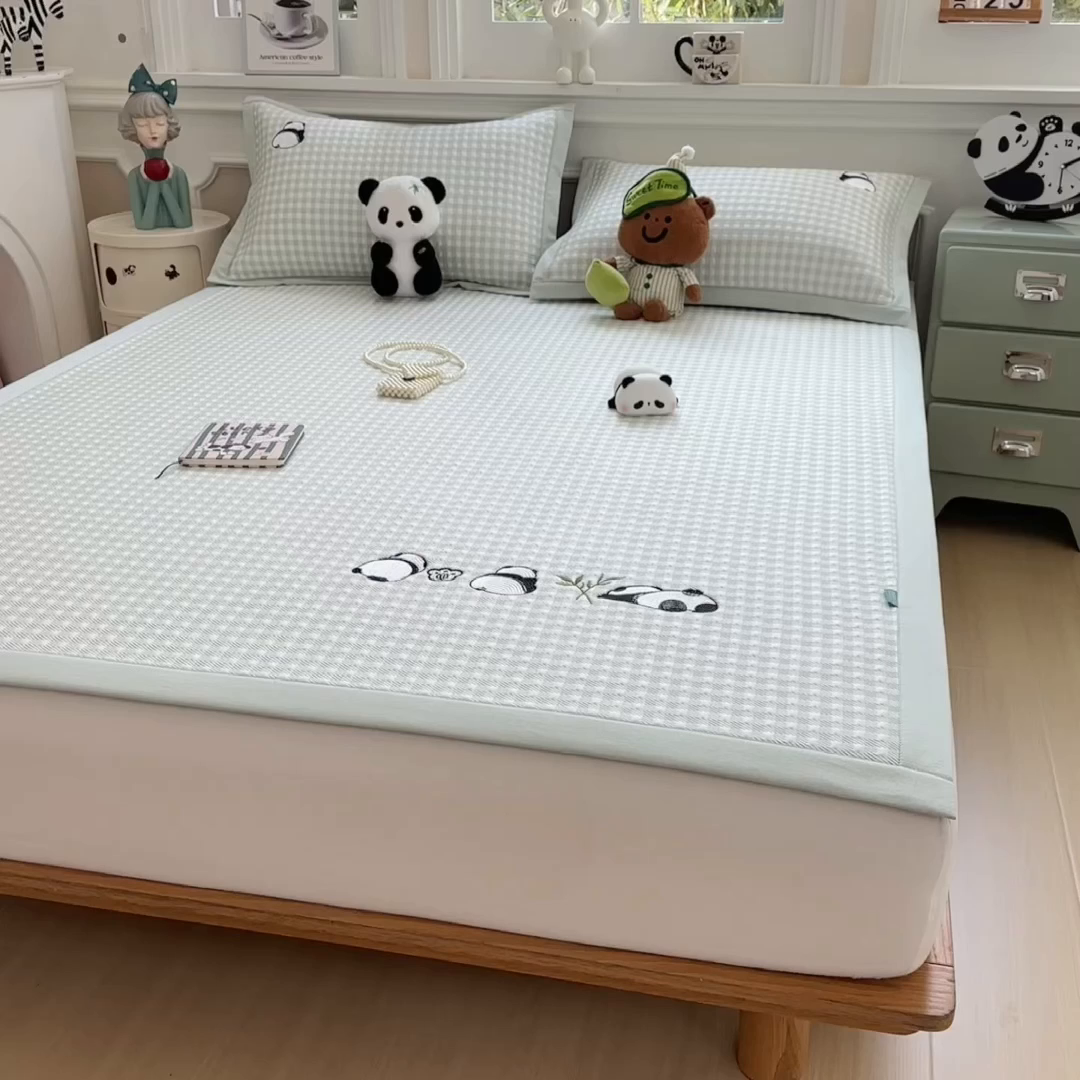 91家纺网 家纺一手货源 找家纺 （总）席世家 2026新款豆豆绣花凉席（1.5m控价不低于159元）