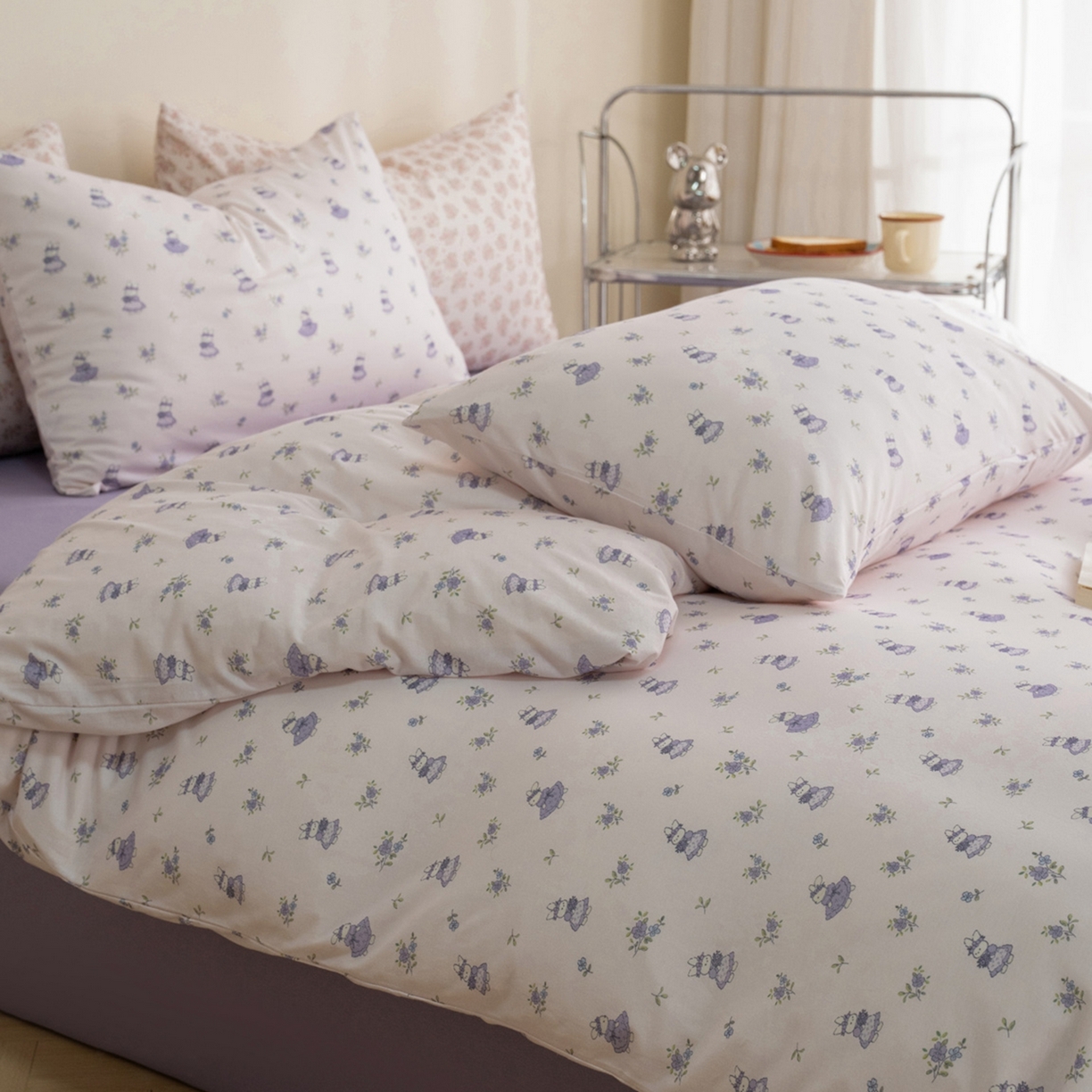 梦可莱家居 2026春夏新款全棉纯棉针织棉印花小清新可爱Ins风四件套 兔小姐