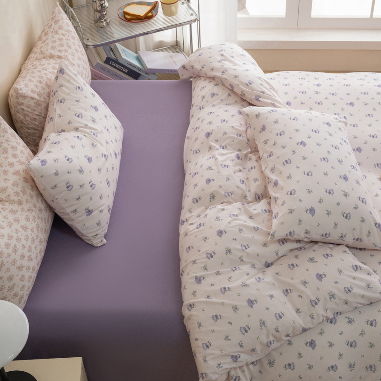 91家纺网 家纺一手货源 找家纺 梦可莱家居 2026春夏新款全棉纯棉针织棉印花小清新可爱Ins风四件套 兔小姐