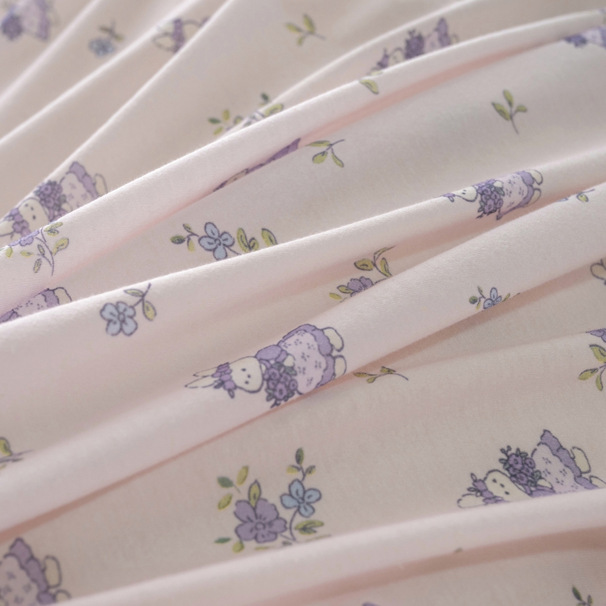 91家纺网 家纺一手货源 找家纺 梦可莱家居 2026春夏新款全棉纯棉针织棉印花小清新可爱Ins风四件套 兔小姐