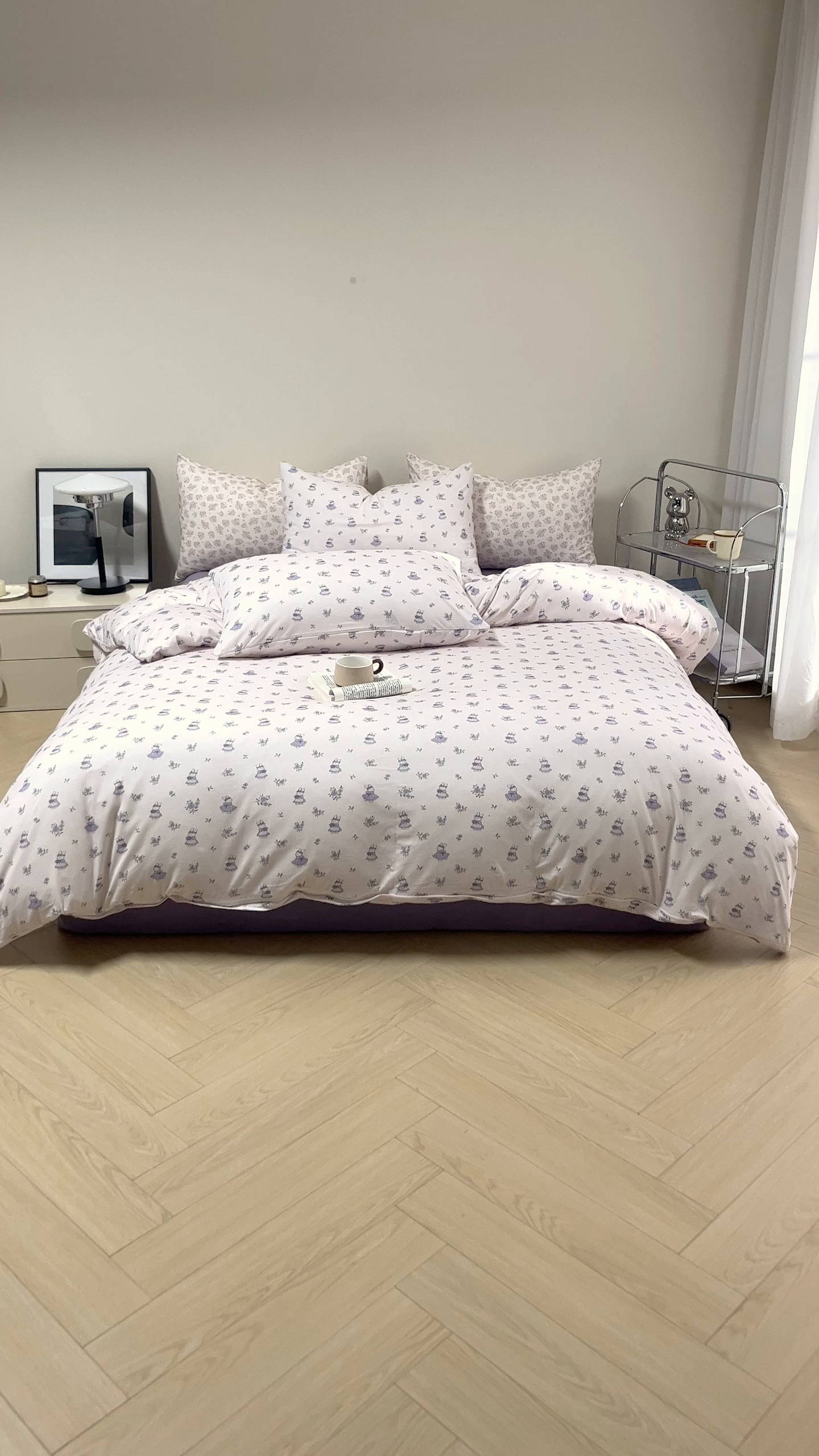 91家纺网 家纺一手货源 找家纺 梦可莱家居 2026春夏新款全棉纯棉针织棉印花小清新可爱Ins风四件套 兔小姐