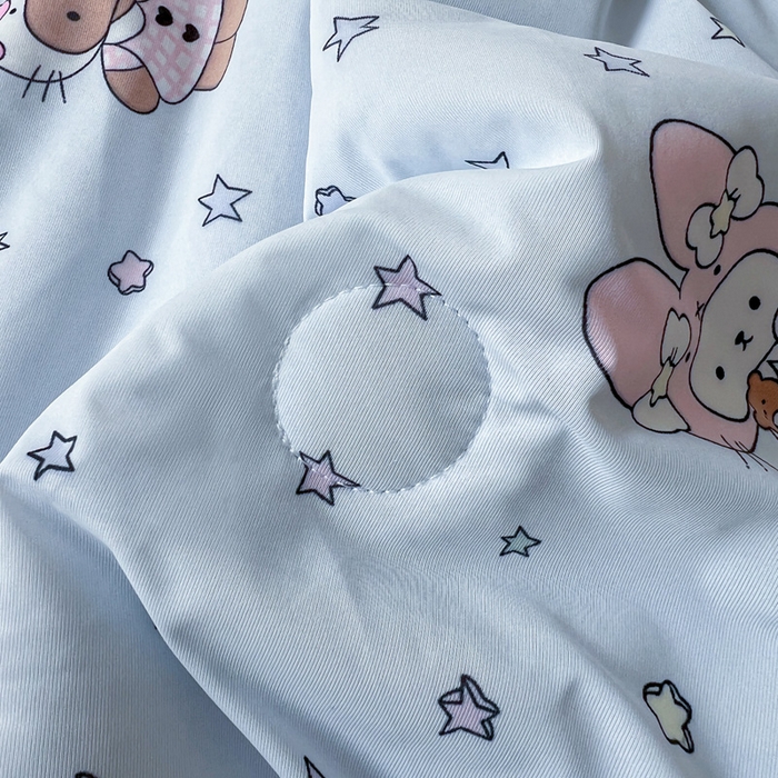 91家纺网 家纺一手货源 找家纺 卡普二店 2026新款A类锦氨凉感印花夏被四件套床盖凉席款--单夏被 萌兔星愿