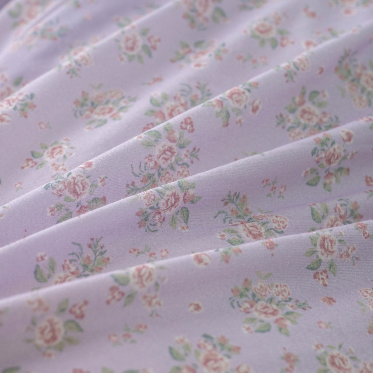 91家纺网 家纺一手货源 找家纺 梦可莱家居 2026春夏新款全棉纯棉针织棉印花小清新可爱Ins风四件套 紫薇