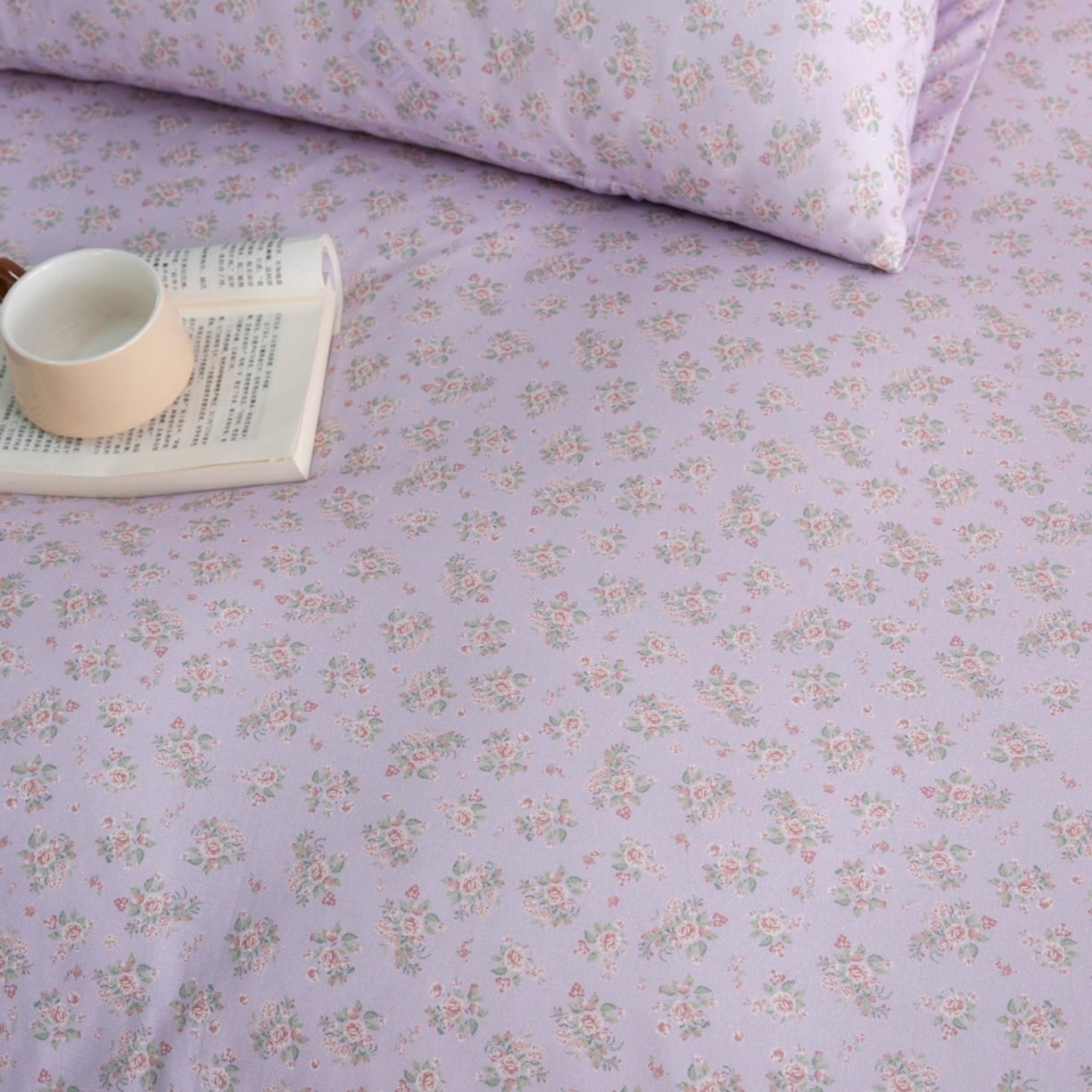 91家纺网 家纺一手货源 找家纺 梦可莱家居 2026春夏新款全棉纯棉针织棉印花小清新可爱Ins风四件套 紫薇