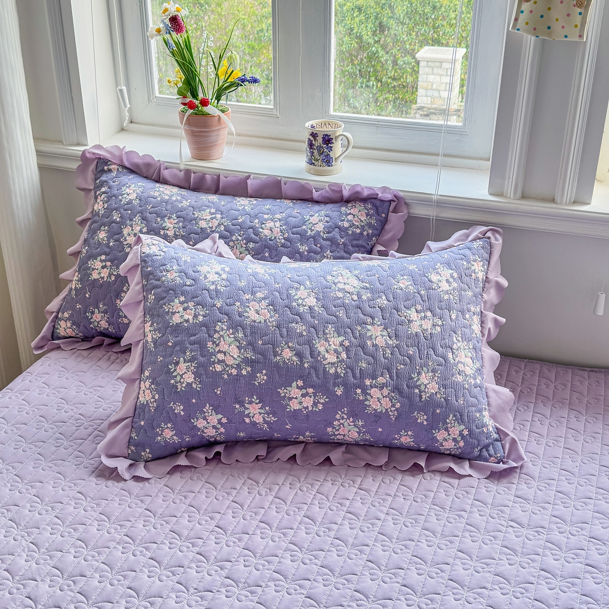 91家纺网 家纺一手货源 找家纺 雅眠居 2026直播爆款双层蕾丝花边夏被款床盖款四件套 AB版-豆蔻