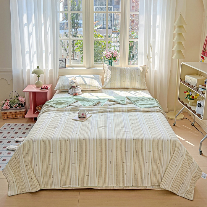 91家纺网 家纺一手货源 找家纺 卡普二店 2026新款A类锦氨凉感印花夏被四件套床盖凉席款--单夏被 抹茶序曲