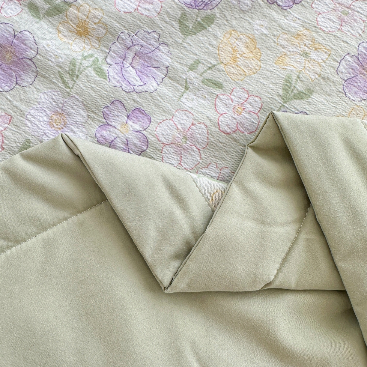 91家纺网 家纺一手货源 找家纺 雅眠居 2026直播爆款双层蕾丝花边夏被款床盖款四件套 AB版-花海