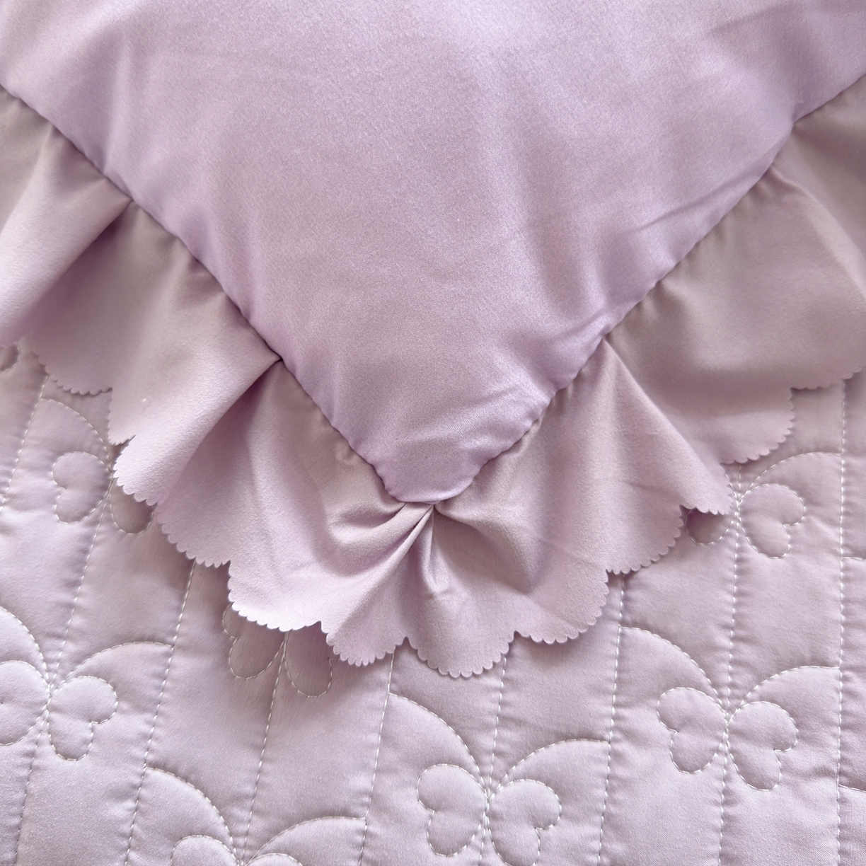 91家纺网 家纺一手货源 找家纺 雅眠居 2026直播爆款双层蕾丝花边夏被款床盖款四件套 AB版-秘境紫