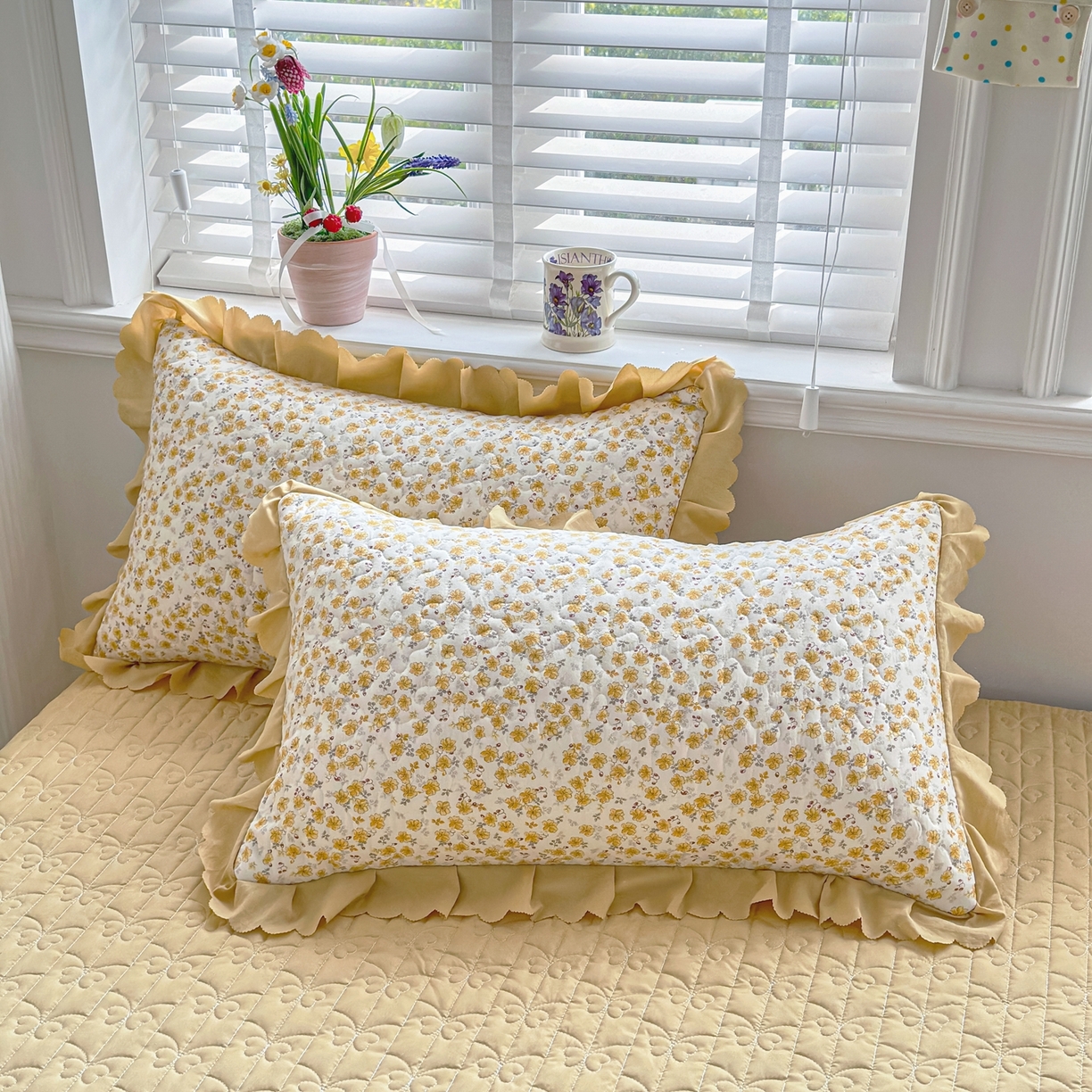 91家纺网 家纺一手货源 找家纺 雅眠居 2026直播爆款双层蕾丝花边夏被款床盖款四件套 AB版-小时光