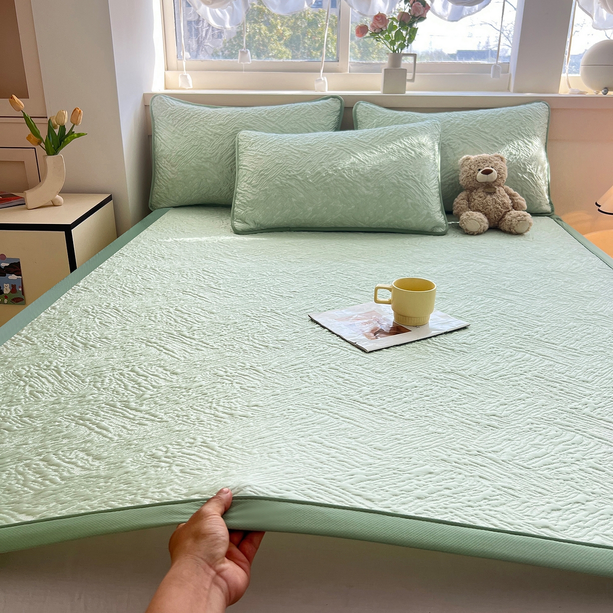 91家纺网 家纺一手货源 找家纺 （总）能好家纺 2026新款高分子pe冰豆豆凉席床席款