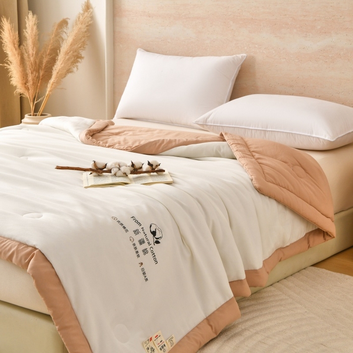 91家纺网 家纺一手货源 找家纺 好梦来家纺【高克重】2026新款无印风水洗棉新疆棉花被夏被夏凉被空调被子 【常年有货】 清夏-白咖琪