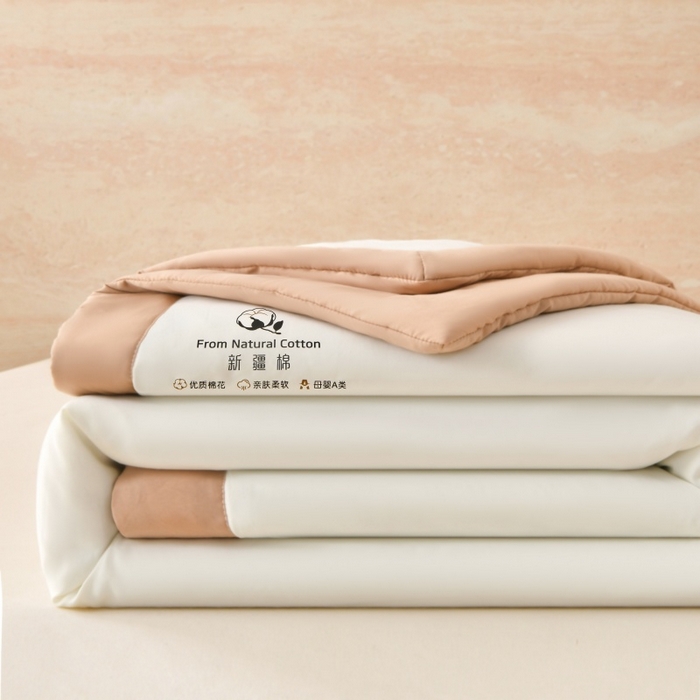 91家纺网 家纺一手货源 找家纺 好梦来家纺【高克重】2026新款无印风水洗棉新疆棉花被夏被夏凉被空调被子 【常年有货】 清夏-白咖琪