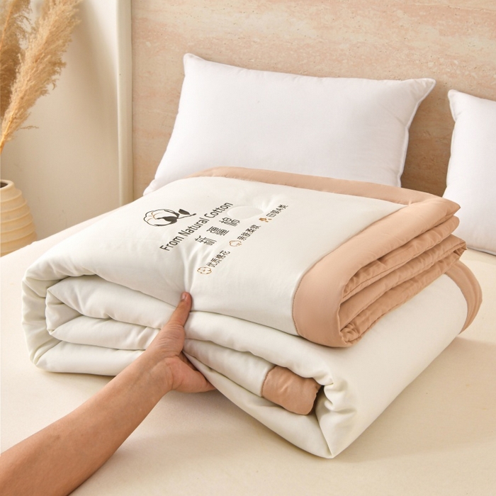 91家纺网 家纺一手货源 找家纺 好梦来家纺【高克重】2026新款无印风水洗棉新疆棉花被夏被夏凉被空调被子 【常年有货】 清夏-白咖琪