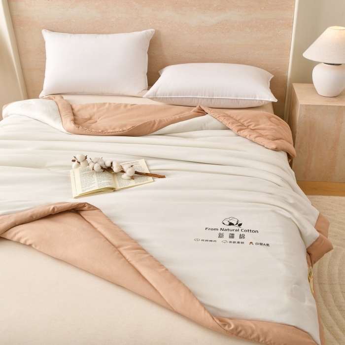 91家纺网 家纺一手货源 找家纺 好梦来家纺【高克重】2026新款无印风水洗棉新疆棉花被夏被夏凉被空调被子 【常年有货】 清夏-白咖琪