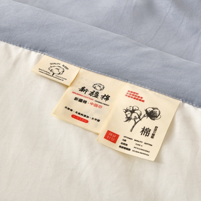 91家纺网 家纺一手货源 找家纺 好梦来家纺【高克重】2026新款无印风水洗棉新疆棉花被夏被夏凉被空调被子 【常年有货】 清夏-白蓝