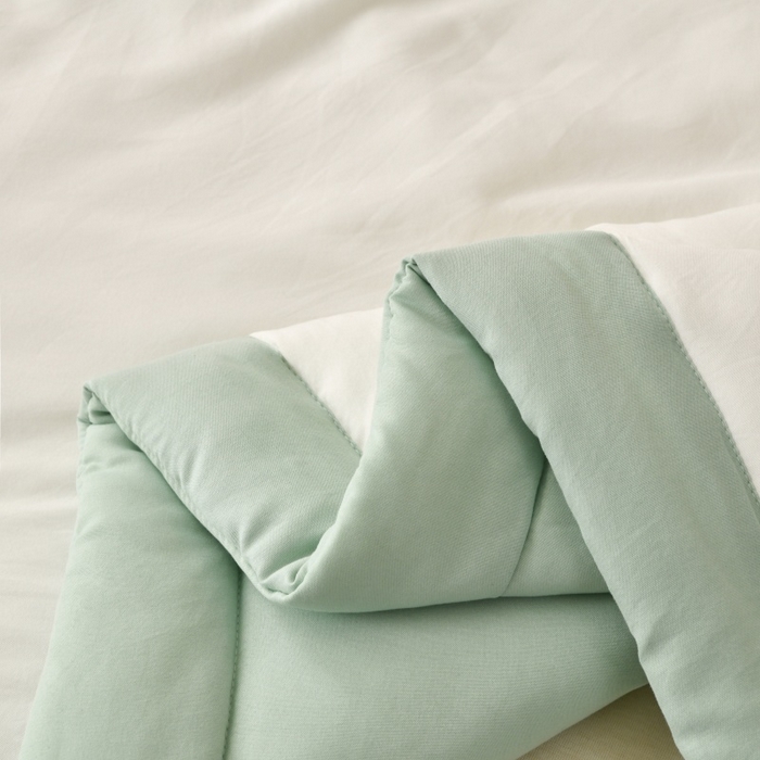 91家纺网 家纺一手货源 找家纺 好梦来家纺【高克重】2026新款无印风水洗棉新疆棉花被夏被夏凉被空调被子 【常年有货】 清夏-白绿