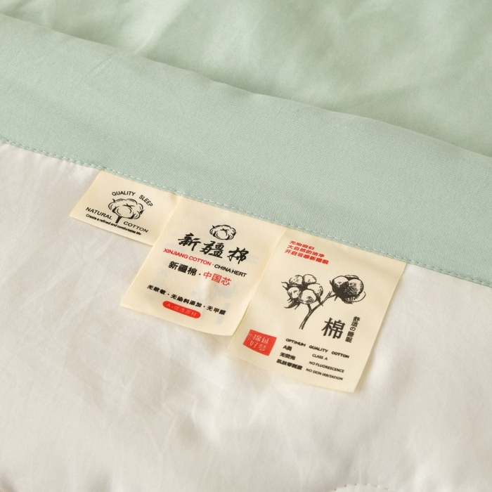 91家纺网 家纺一手货源 找家纺 好梦来家纺【高克重】2026新款无印风水洗棉新疆棉花被夏被夏凉被空调被子 【常年有货】 清夏-白绿