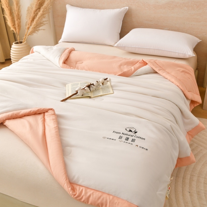 91家纺网 家纺一手货源 找家纺 好梦来家纺【高克重】2026新款无印风水洗棉新疆棉花被夏被夏凉被空调被子 【常年有货】 清夏-白玉