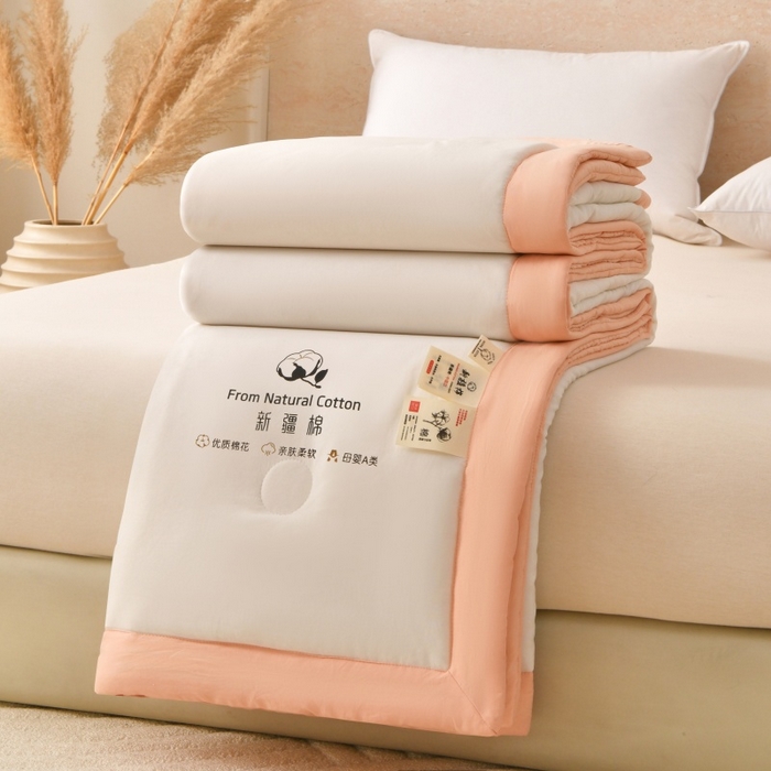 91家纺网 家纺一手货源 找家纺 好梦来家纺【高克重】2026新款无印风水洗棉新疆棉花被夏被夏凉被空调被子 【常年有货】 清夏-白玉