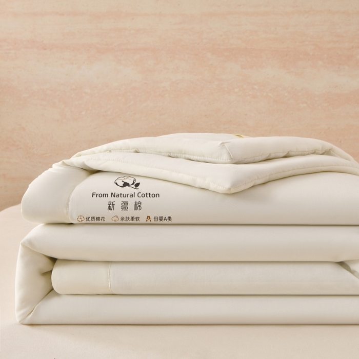 91家纺网 家纺一手货源 找家纺 好梦来家纺【高克重】2026新款无印风水洗棉新疆棉花被夏被夏凉被空调被子 【常年有货】 清夏-米白