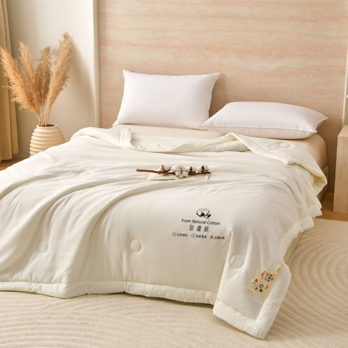 91家纺网 家纺一手货源 找家纺 好梦来家纺【高克重】2026新款无印风水洗棉新疆棉花被夏被夏凉被空调被子 【常年有货】 清夏-米白