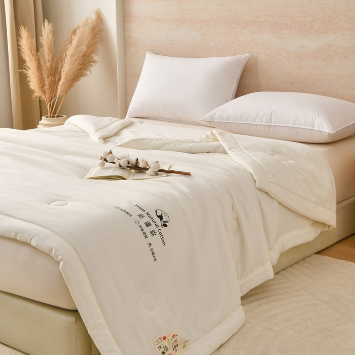 91家纺网 家纺一手货源 找家纺 好梦来家纺【高克重】2026新款无印风水洗棉新疆棉花被夏被夏凉被空调被子 【常年有货】 清夏-米白