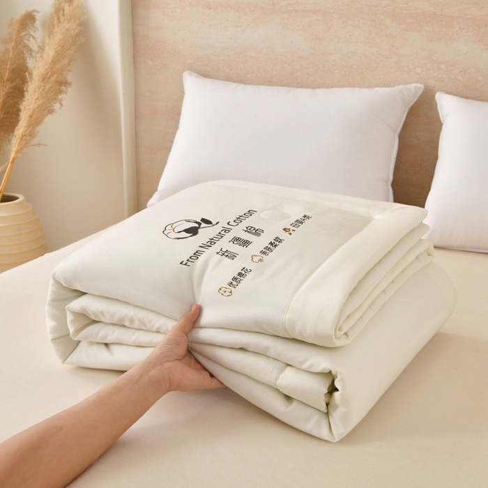 91家纺网 家纺一手货源 找家纺 好梦来家纺【高克重】2026新款无印风水洗棉新疆棉花被夏被夏凉被空调被子 【常年有货】 清夏-米白
