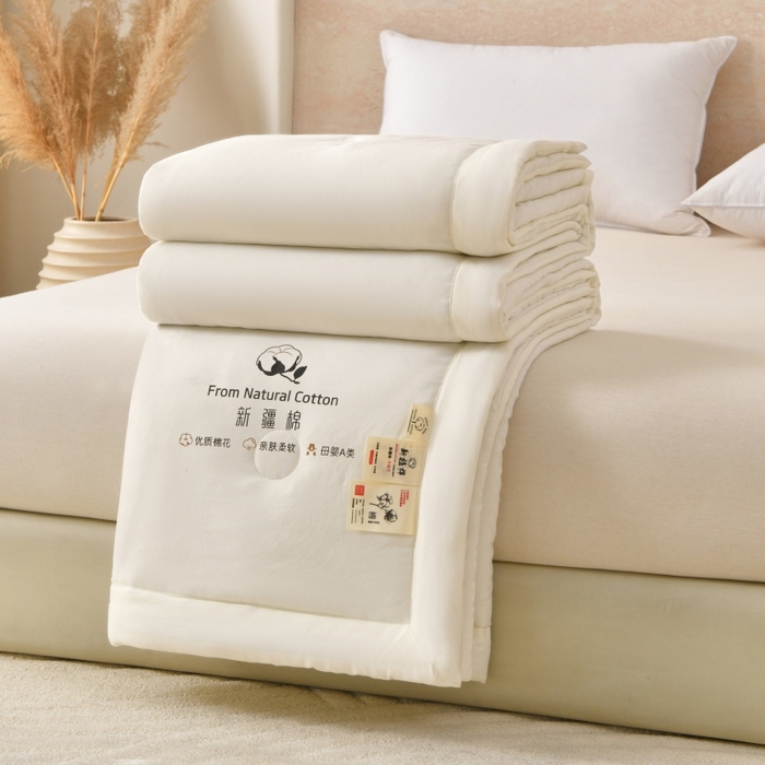 91家纺网 家纺一手货源 找家纺 好梦来家纺【高克重】2026新款无印风水洗棉新疆棉花被夏被夏凉被空调被子 【常年有货】 清夏-米白