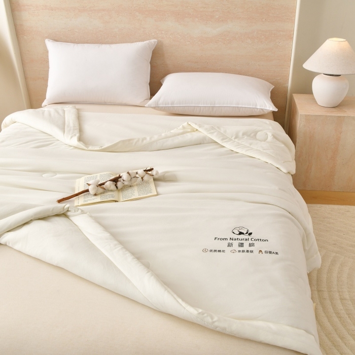 91家纺网 家纺一手货源 找家纺 好梦来家纺【高克重】2026新款无印风水洗棉新疆棉花被夏被夏凉被空调被子 【常年有货】 清夏-米白