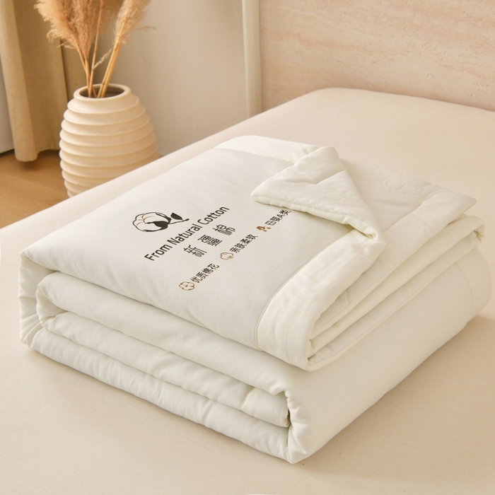 好梦来家纺【高克重】2026新款无印风水洗棉新疆棉花被夏被夏凉被空调被子 【常年有货】 清夏-米白