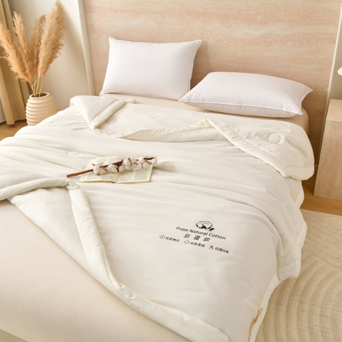 91家纺网 家纺一手货源 找家纺 好梦来家纺【高克重】2026新款无印风水洗棉新疆棉花被夏被夏凉被空调被子 【常年有货】 清夏-米白
