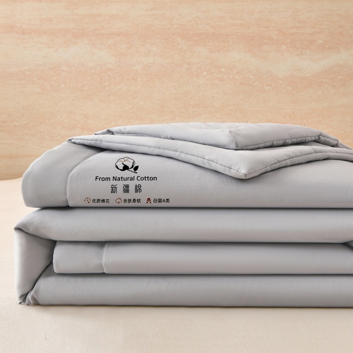 91家纺网 家纺一手货源 找家纺 好梦来家纺【高克重】2026新款无印风水洗棉新疆棉花被夏被夏凉被空调被子 【常年有货】 清夏-浅灰